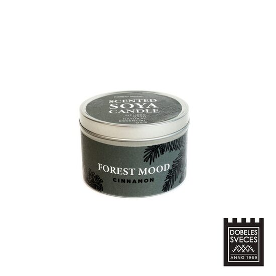 "FOREST MOOD" sojas svece metāla traukā ar aromātu "Kanēlis"